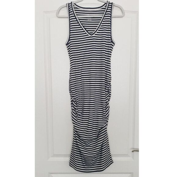 a new day Dresses & Skirts - A New Day Striped Ribbed Midi‎ Dress Size L Nautical Beachy Casual Travel